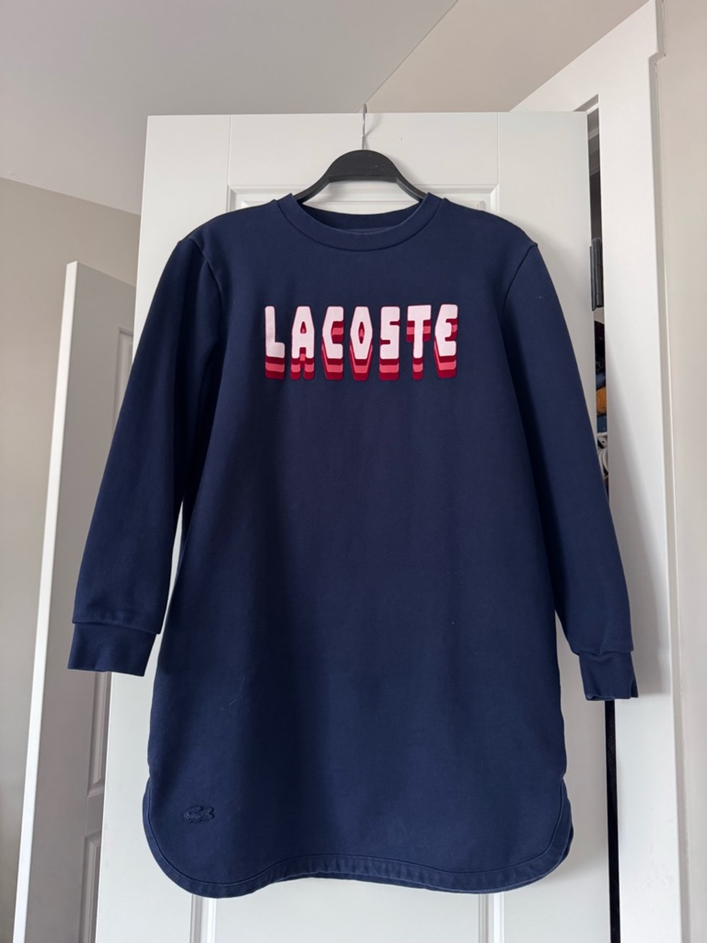 Lacoste Navy Sweater Dress with Pink & Red Logo